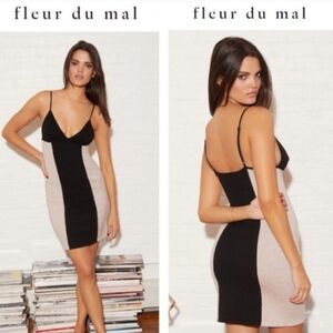 FLEUR DU MAL CONTRAST KNIT SLIP DRESS